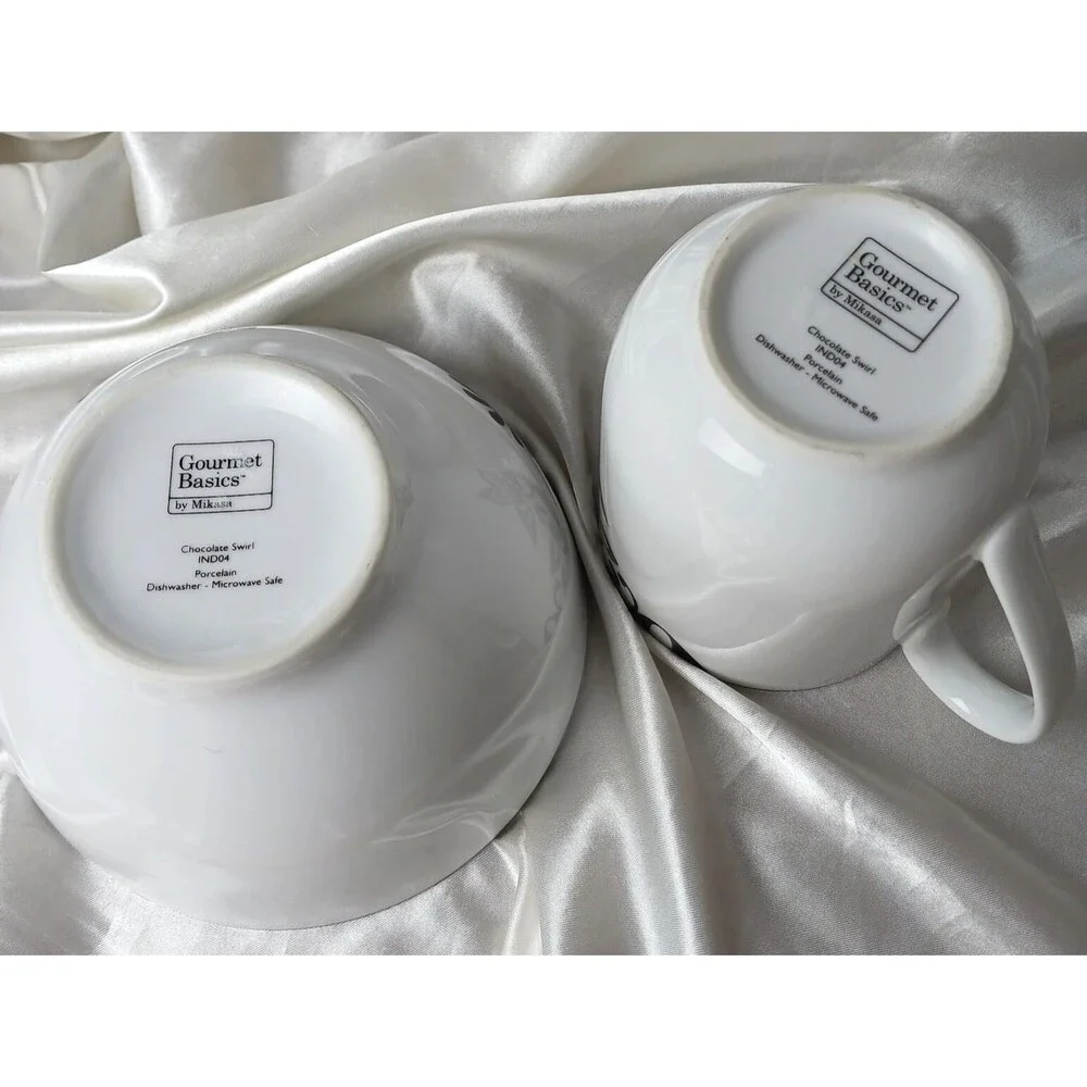 MIKASA CHOCOLATE SWIRL CEREAL/SOUP BOWL AND MUG SET